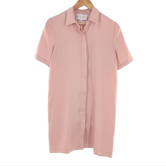 Charles Henry Blush‎ Pink Button Down Tunic Dress Size Small Short Sleeves - Picture 1 of 5